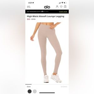 Wore once Alo Soft Lounge Leggings in Dusty Pink